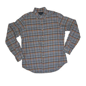 Polo Ralph Lauren Shirt Mens Large Orange Blue Plaid Stretch Cotton Button Down